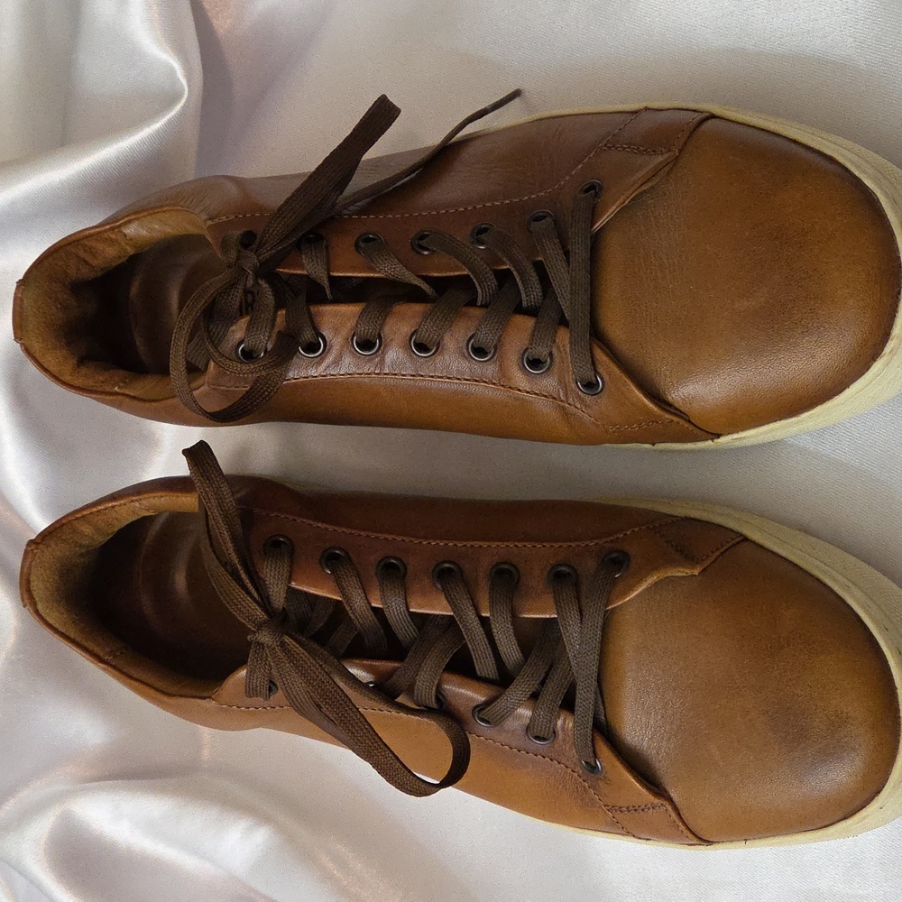 Thursday Mens Leather Brown Lace Tennis Shoes Eclectic Grandpa